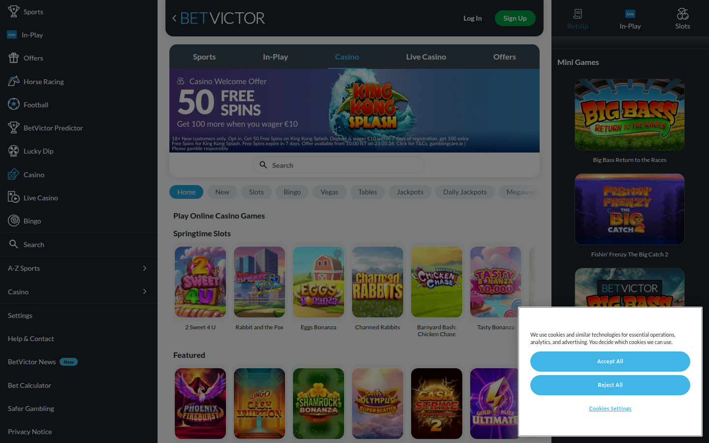 BetVictor Casino Ireland homepage