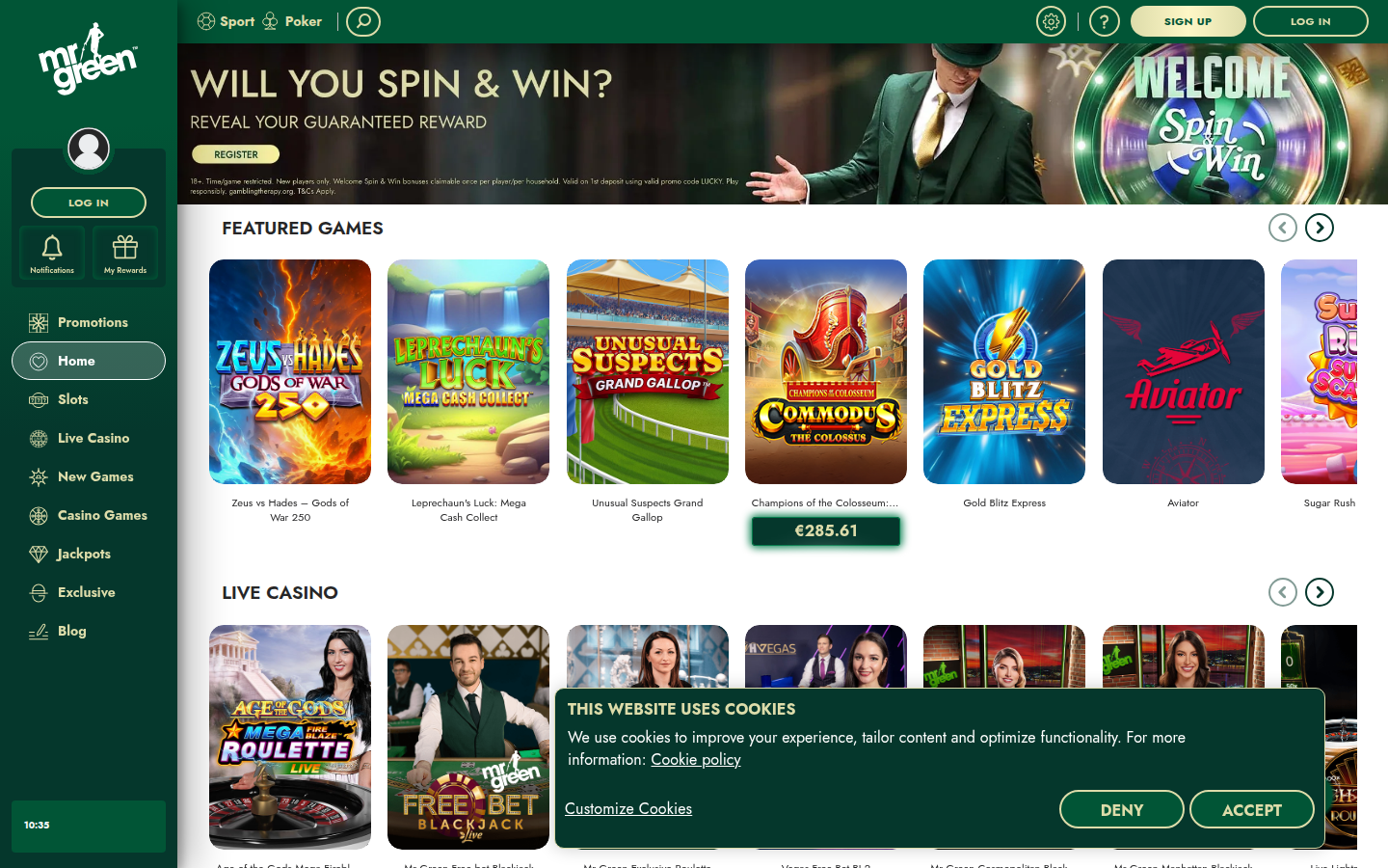 Mr Green Casino Ireland Green Gaming feature