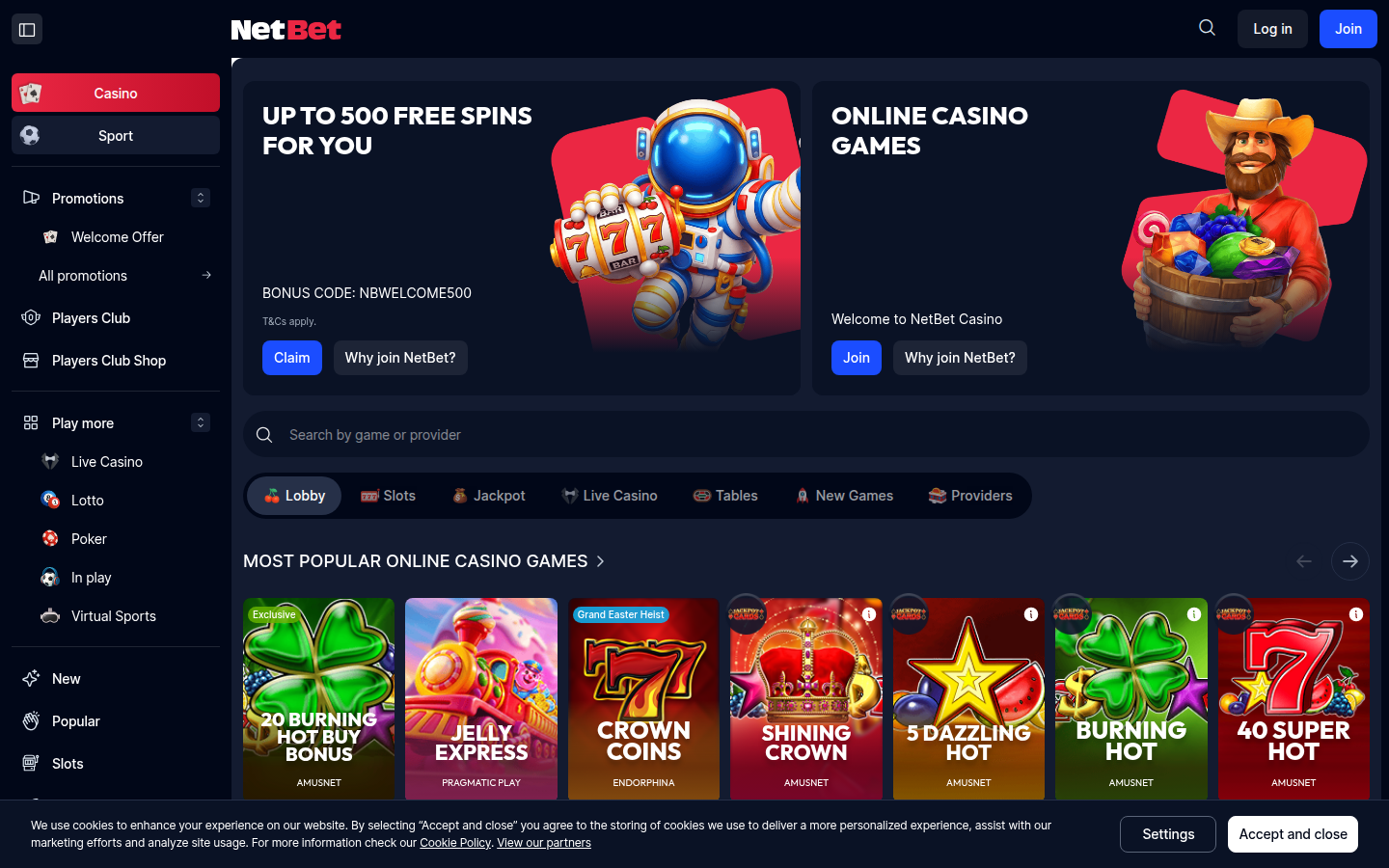 NetBet Casino Ireland — dedicated Irish platform