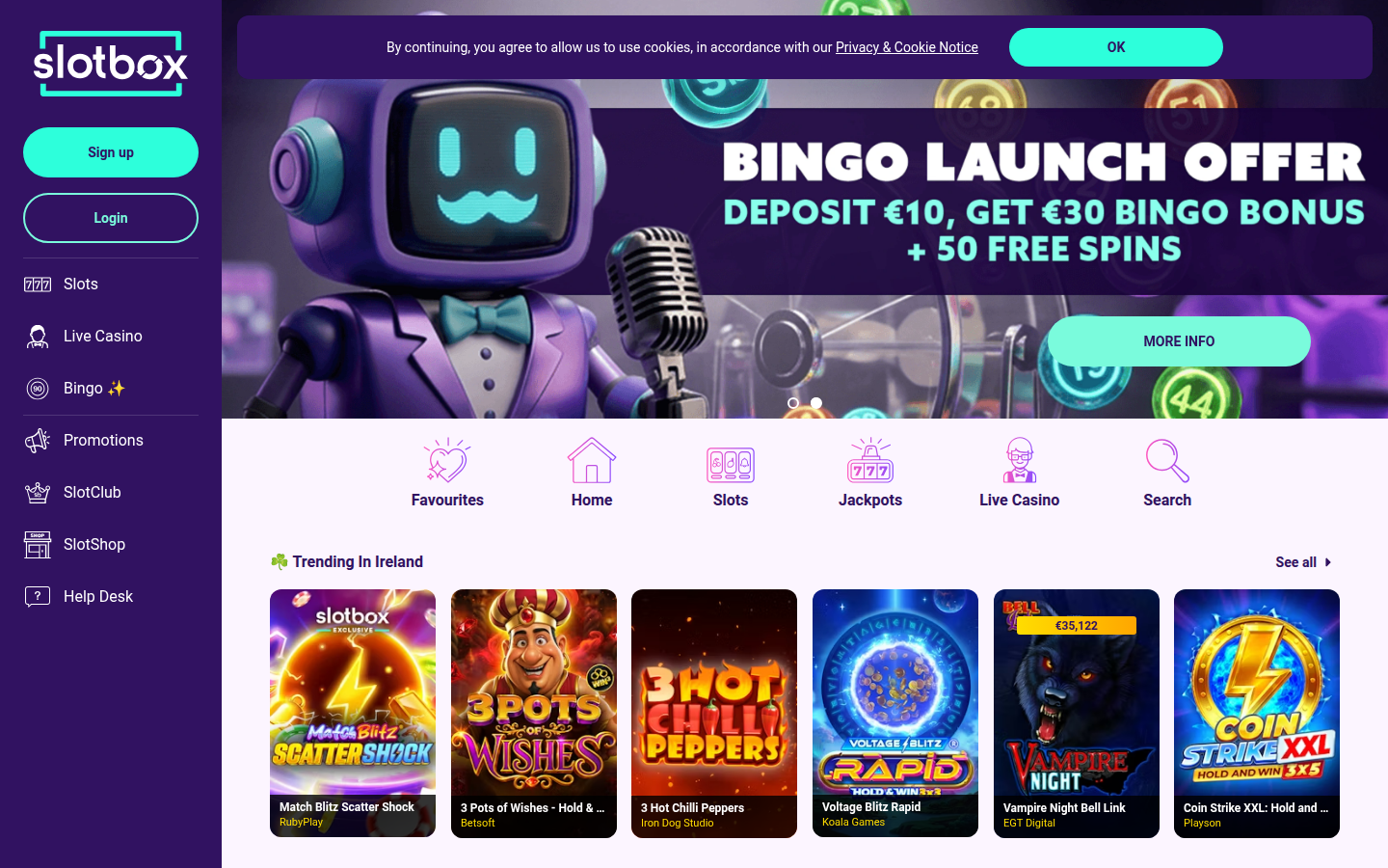 SlotBox Casino Ireland online slots